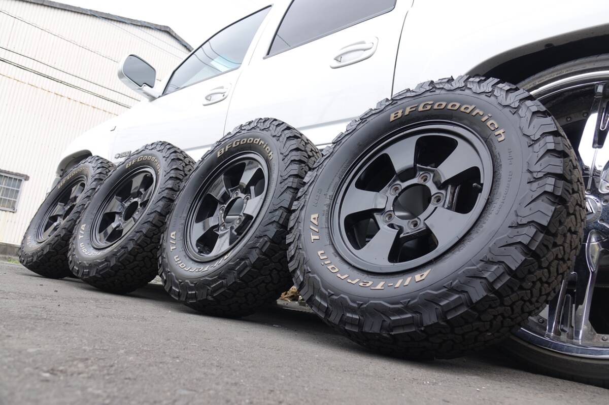 ジムニー BF GoodRich All-Terrain KO2 BFグッドリッチ オールテレーン 225/75R16 JA22純正アルミブラックペイント ホワイトレター 中古の画像3