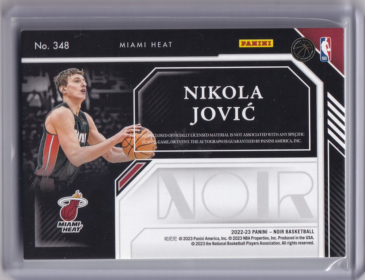 [99枚限定] NBAカード 22-23 Noir Basketball Nikola Jovic RC Patch Auto RPA /99 ルーキー ニコラ・ヨビッチ Miami Heat_画像2