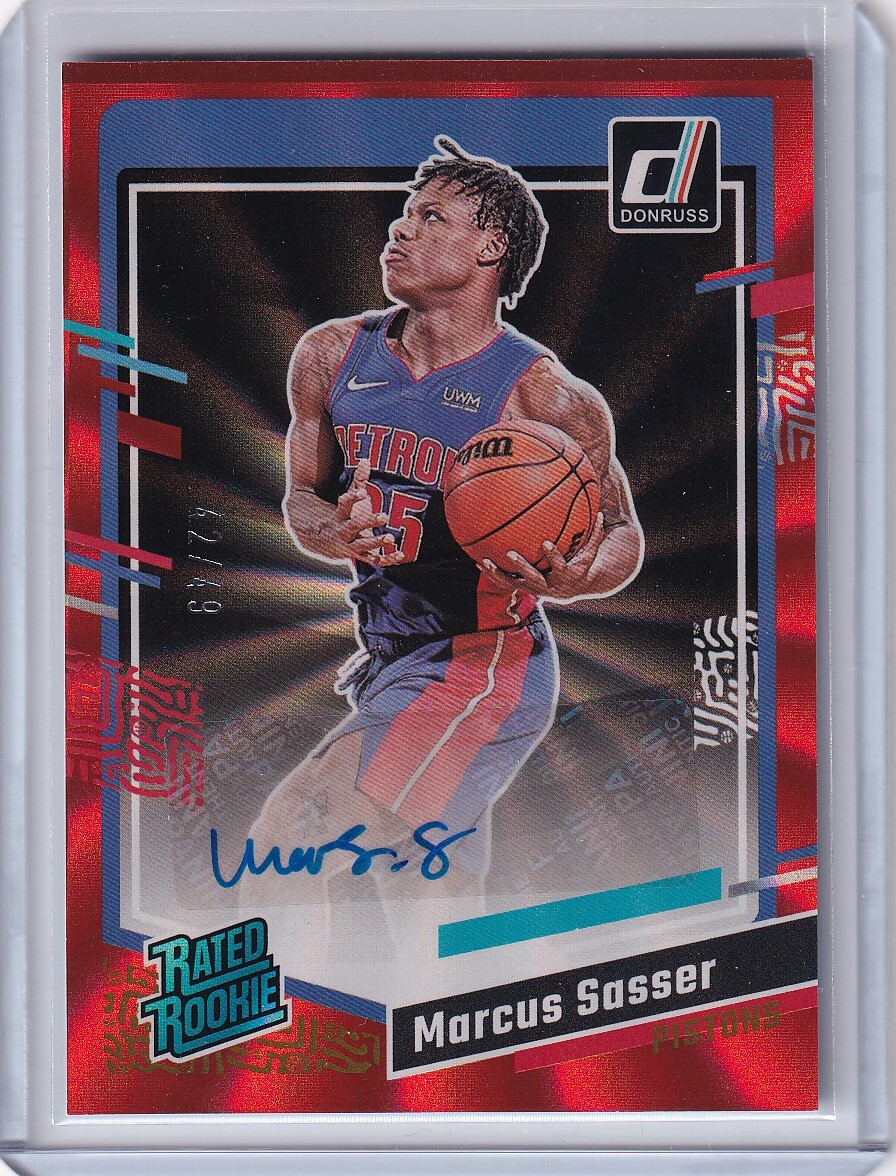 [49枚限定] NBAカード 2023-24 Panini Donruss Basketball Marcus Sasser RC Red Laser Holo Auto /49 ルーキー Detroit Pistons_画像1