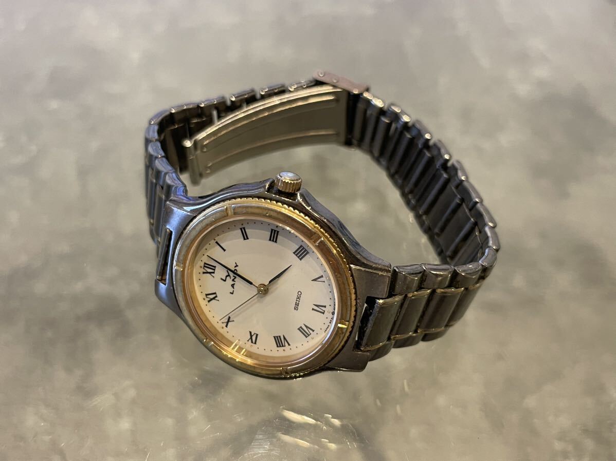 SEIKO セイコー LANDY メンズ腕時計 5P31-6B10 クオーツ ゴールド 文字盤白 アンティーク 現状品_画像3