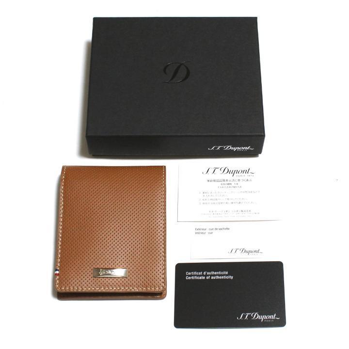デュポン S.T.Dupont 170501 高級本革 パンチングレザー 二つ折り財布 (キャメル) 定価3.1万 新品_画像7