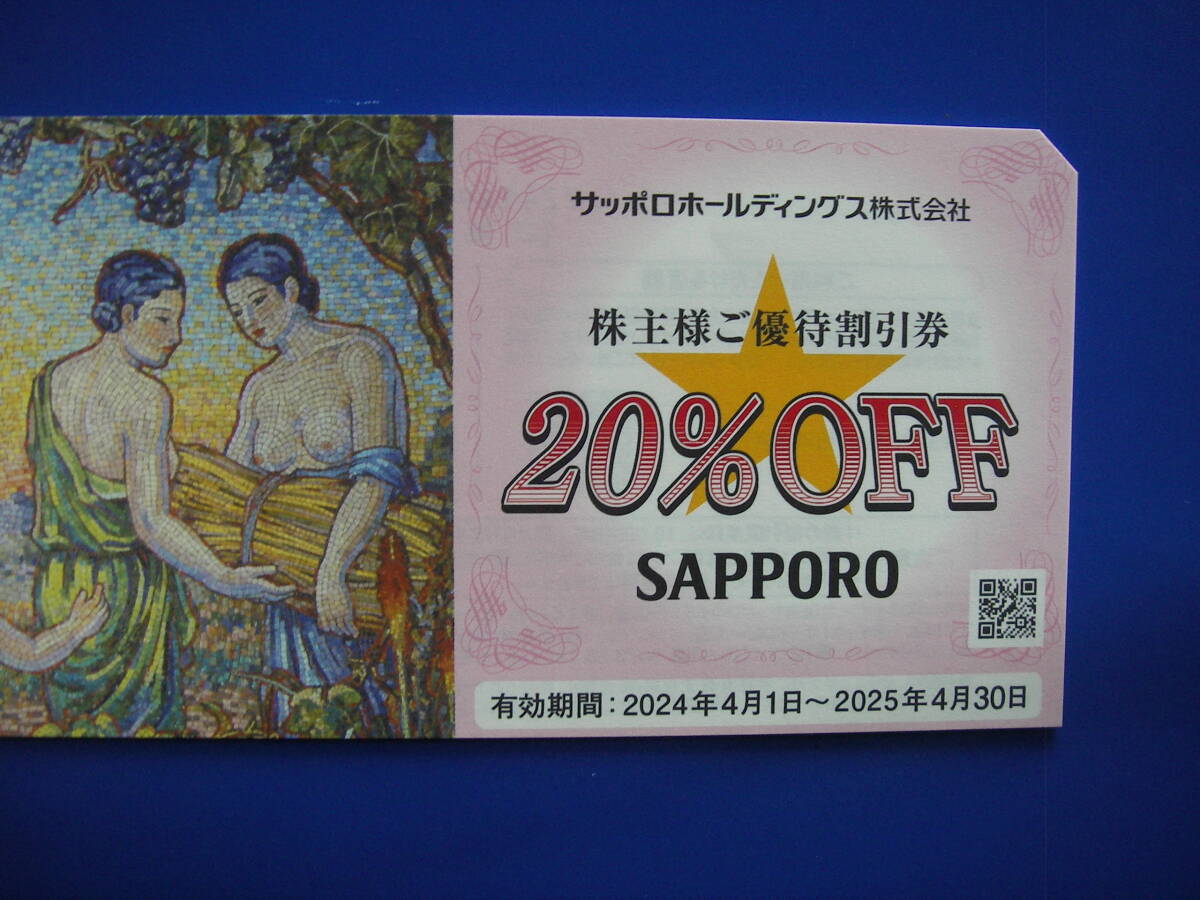 サッポロホールディングス 株主優待割引券 20％割引券 5枚 有効期限 2025年4月30日の画像2