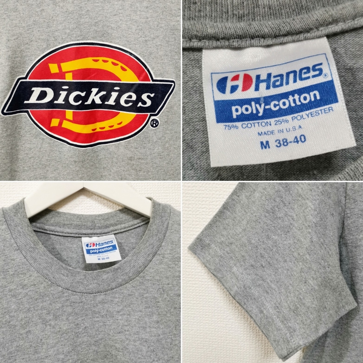 即決 M 80s Dickies ディッキーズ Hanes Tシャツ VINTAGE USA製_画像3