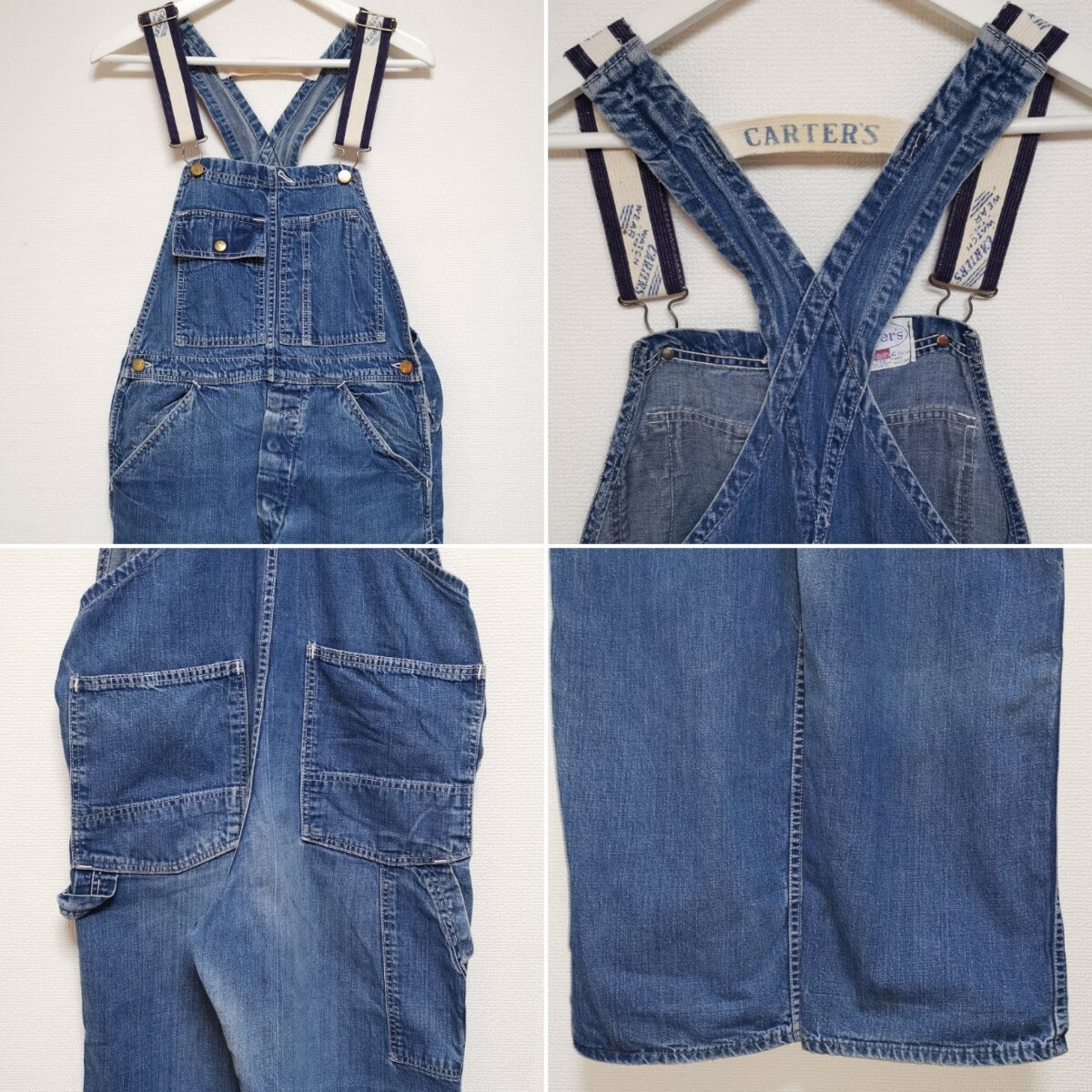 即決 60s カーターズ CARTERS デニム DENIM OVERALL オーバーオール VINTAGE USA製