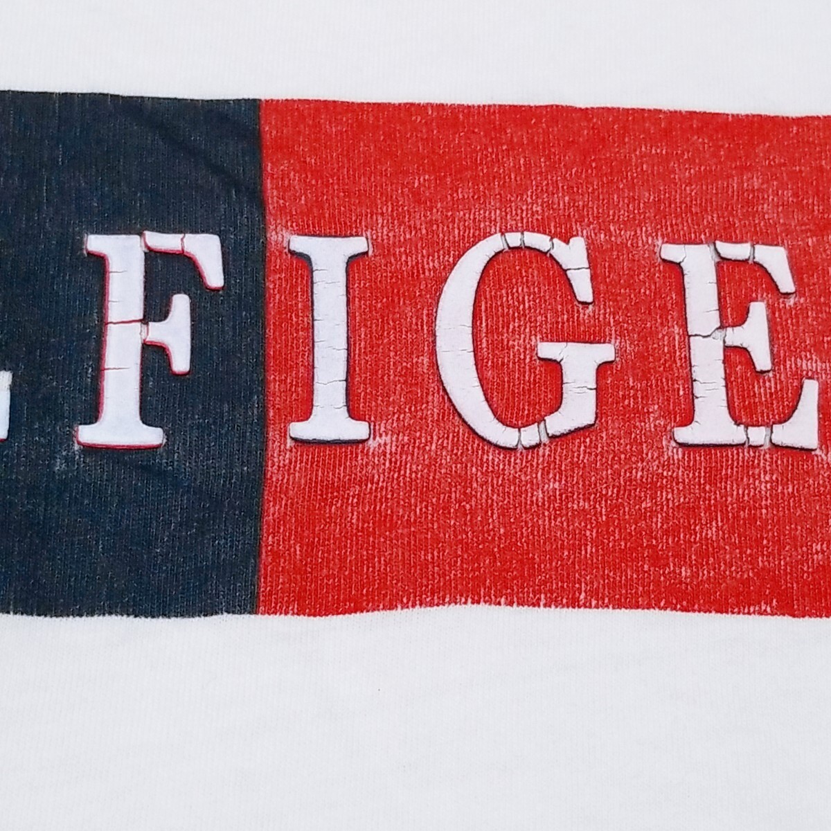 送料無料★Y1477 TOMMY HILFIGER トミーヒルフィガー オーガニックコットン100% ロゴ プリントTシャツ カットソー 半袖 ホワイト メンズ L_画像9