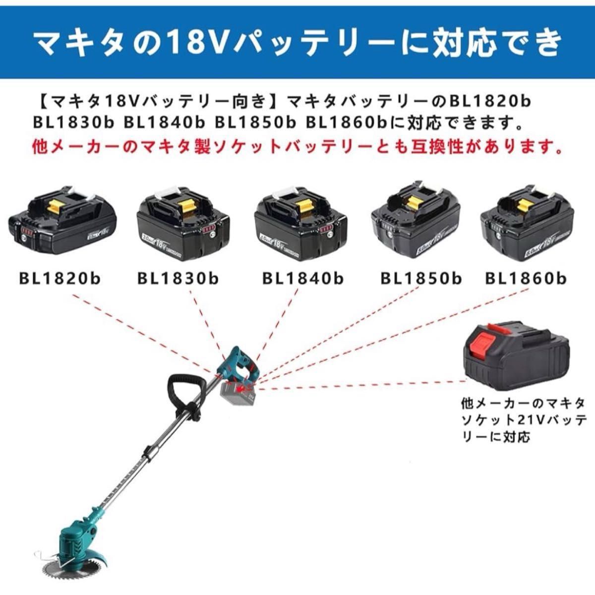 草刈り機 充電式草刈機 電動草刈り機 マキタ18vバッテリー互換 6インチ コードレス 