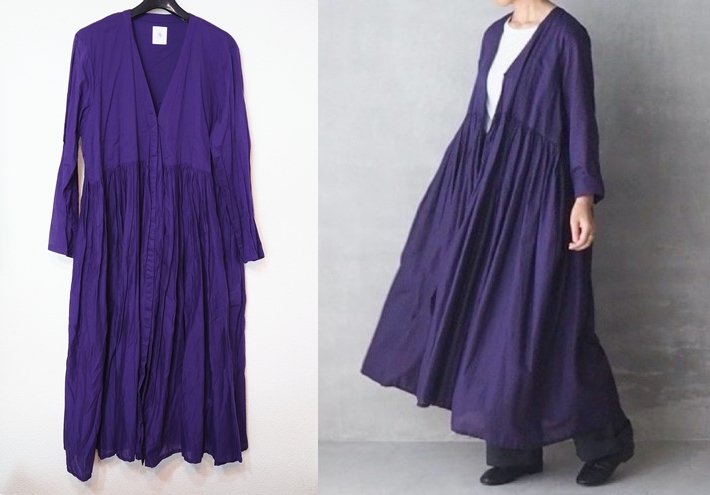 maison de soil メゾンドソイル 80’S ORGANIC VOILE PLAIN RAJASTHAN TUCK GATHERED WRAP DRESS タック ドレス ワンピース カーディガン_画像1