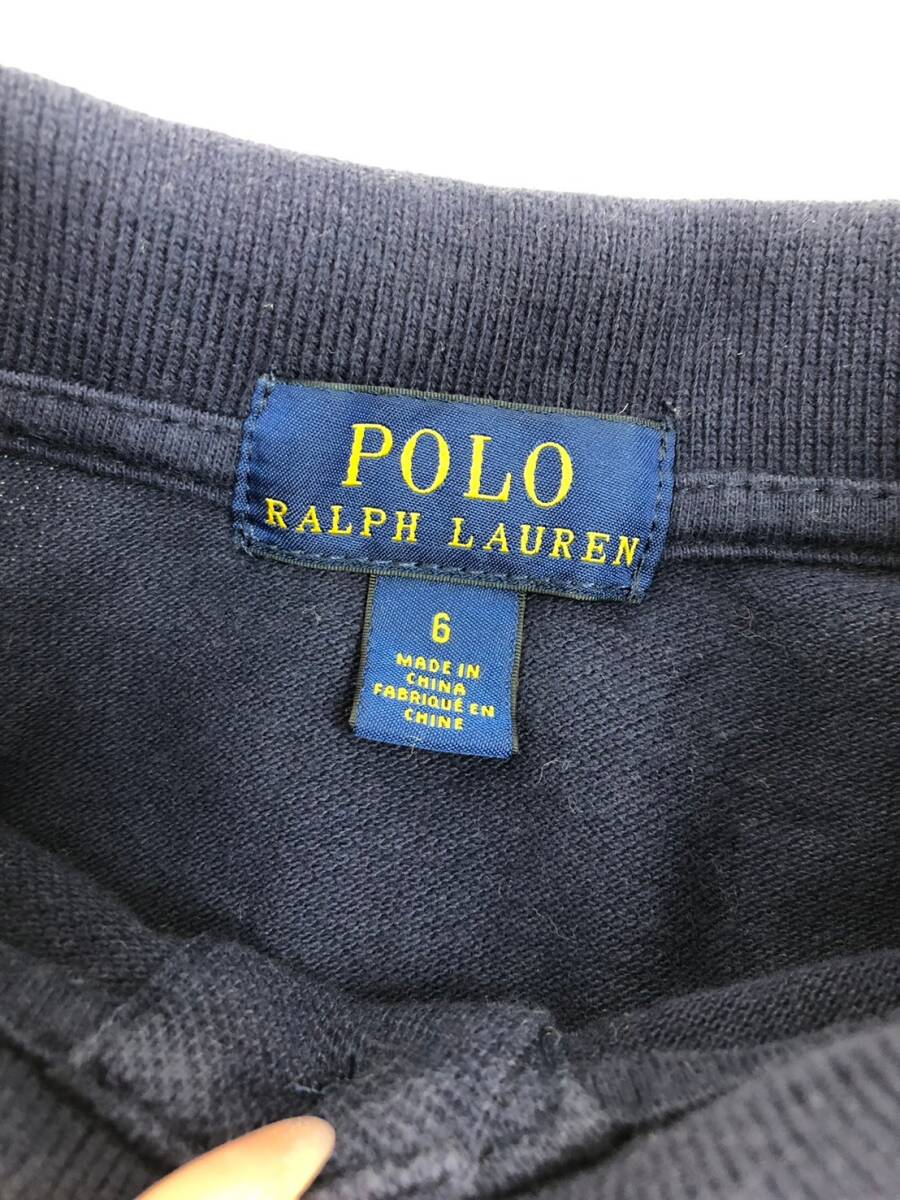 □POLO RALPH LAUREN 長袖ポロシャツ 6(120) 紺 ポロラルフローレン キッズ ポロベア 綿100％ 複数落札同梱OK B240510-3●_画像4