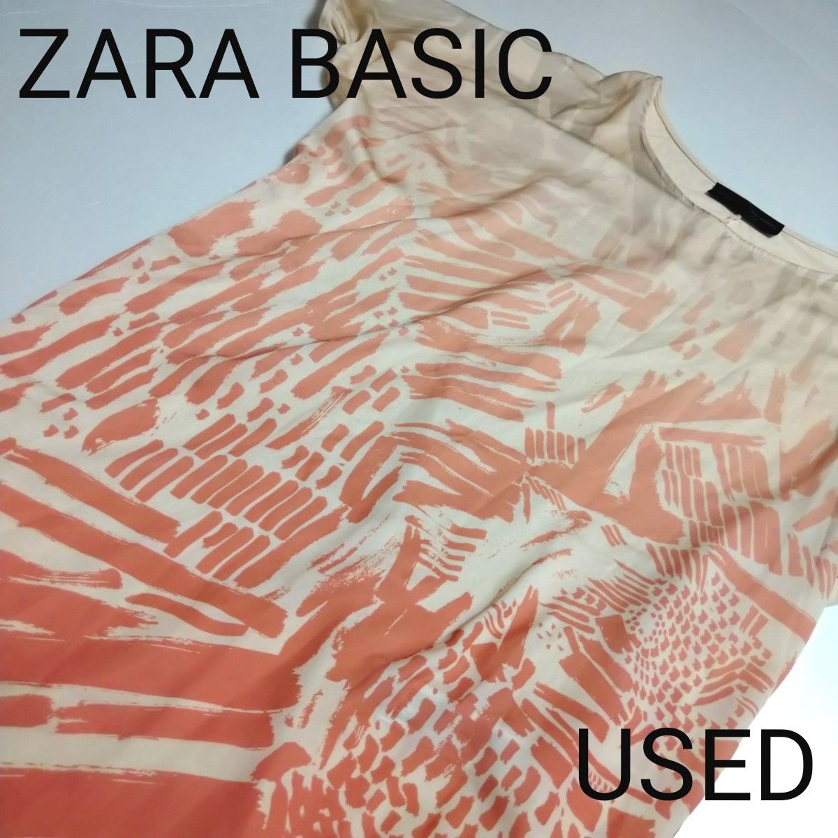 ZARA BASIC・ザラベーシック★レディーストップス・チュニック・コクーンワンピース・五分袖・柄物・大きめ・S