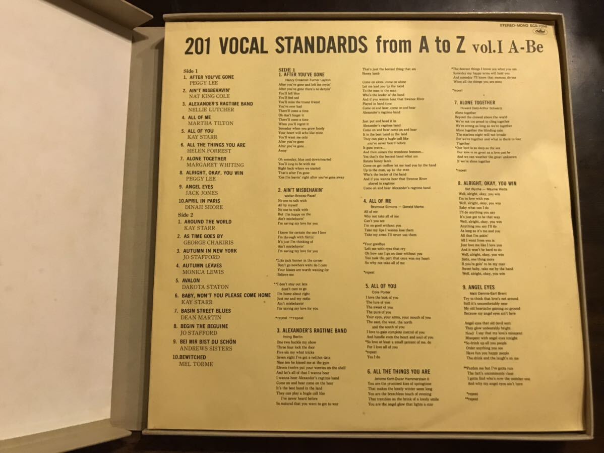 豪華10LPボックスセット/V.A.■SUNG BY 64 GREAT SINGERS: 201 VOCAL STANDARDS from A to Z ■10 LP Box / Jazz / Popular Vocal / Capit_画像4