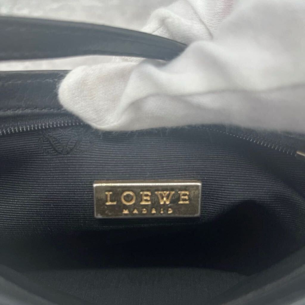 1円【美品】LOEWE ロエベ ショルダーバッグ サコッシュ ポシェット メンズ レディース ビジネス レザー 斜め掛け アナグラム ブラック 黒の画像10