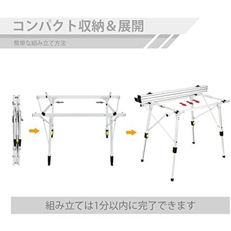 ★90x70cmスタイル1★ Timber Ridge アウトドアテーブル 折りたたみ 高さ調節 耐荷重30kg アルミ ロールテーブル 収納袋付き コンパクト_画像7