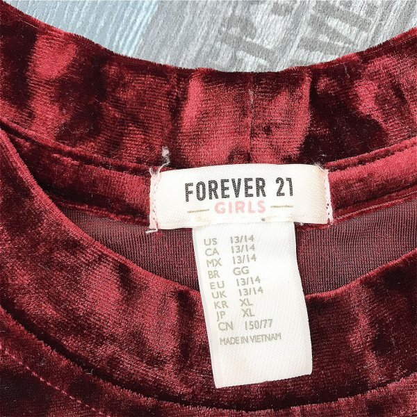 FOREVER 21 GIRLS フォーエバー ガール ベロア ワンピース 大きいサイズ XL 深紅_画像2