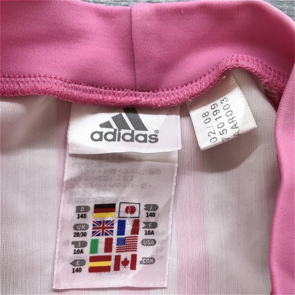 adidas アディダス キッズ 女の子 水陸兼用 スポーツウェアシャツ ラグラン 140 白ピンク_画像2