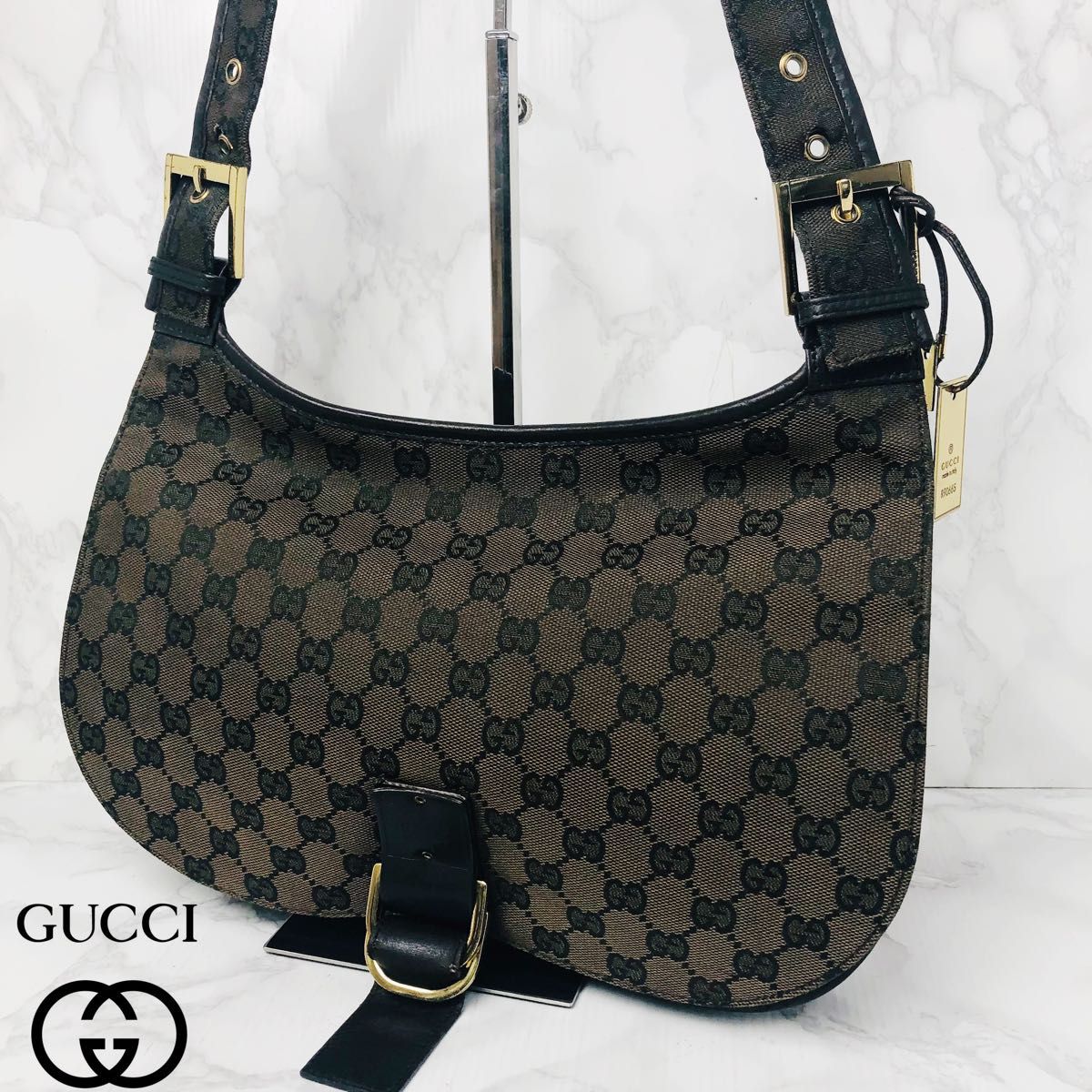 06 GUCCI グッチ ショルダーバッグ キャンバス 肩掛け 斜めがけ