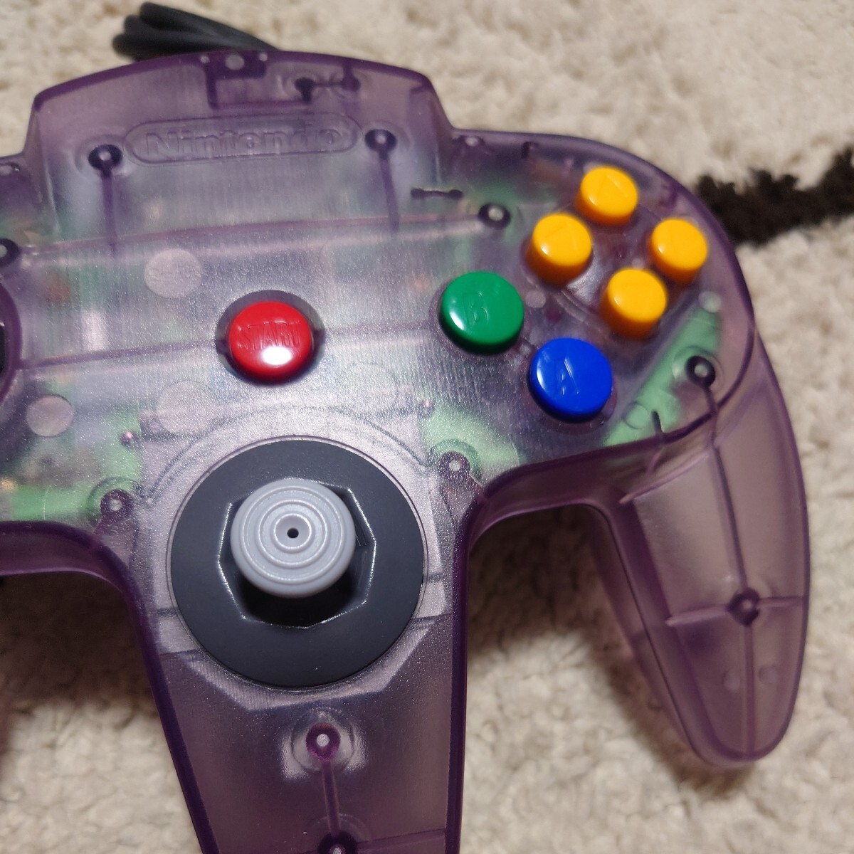 美品 NINTENDO64 コントローラー コントローラーブロス クリアパープルの画像2