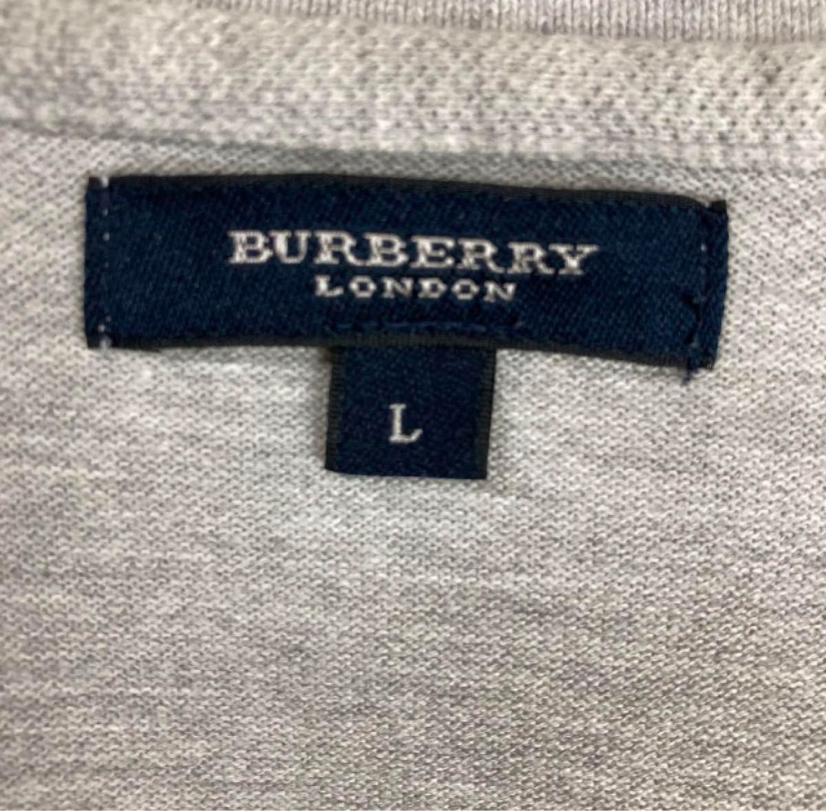 Burberry　London　半袖　ポロシャツ　半袖ポロシャツ　ワントーン　グレー　単色　ワンポイント刺繍　古着
