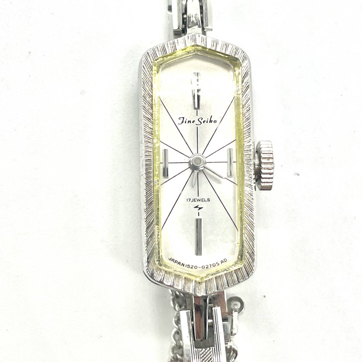 稼働品 SEIKO Jine セイコー 1520-3280 17石 手巻き 機械式 腕時計 17石 シルバー ホワイト_画像1