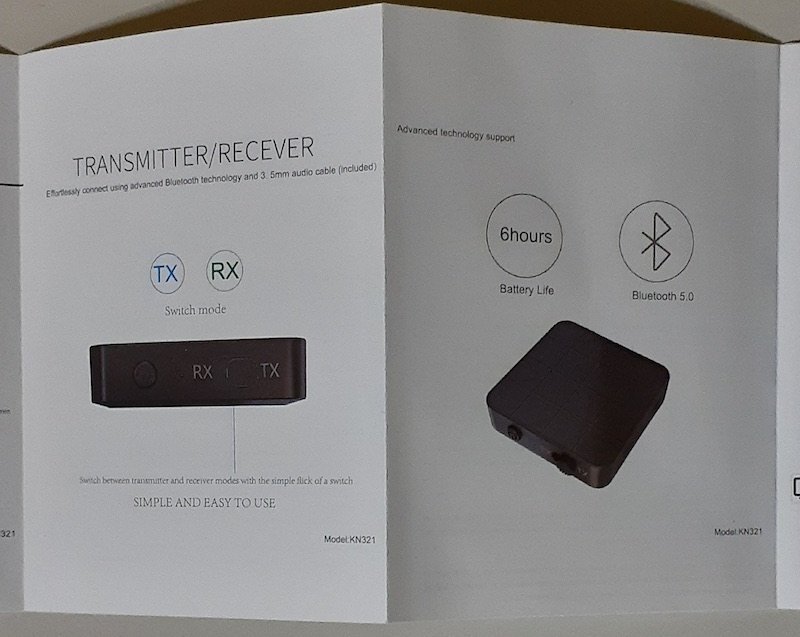 4581 未使用 Bluetooth 5.0 Audio Transmitter/Receiver Adapter KN321 オーディオトランスミッター/レシーバーの画像6