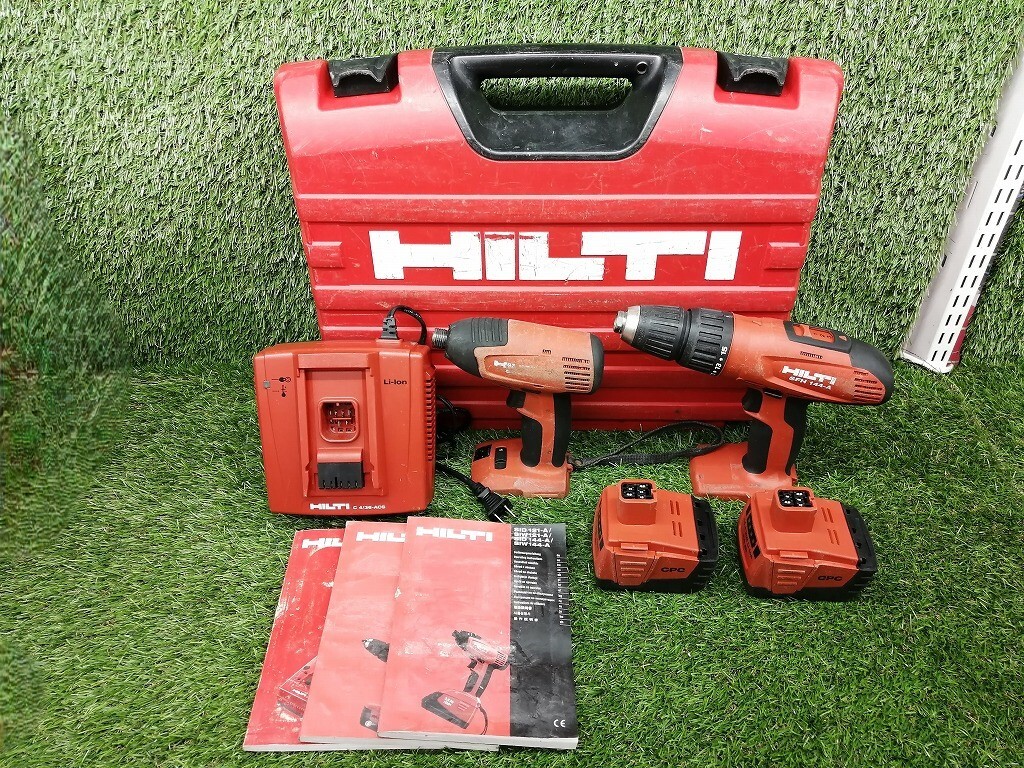 中古 HILTI ヒルティ 14.4V ドリルドライバー + インパクトドライバー バッテリー2個 + 充電器 SFH144-A SID144-A_画像1