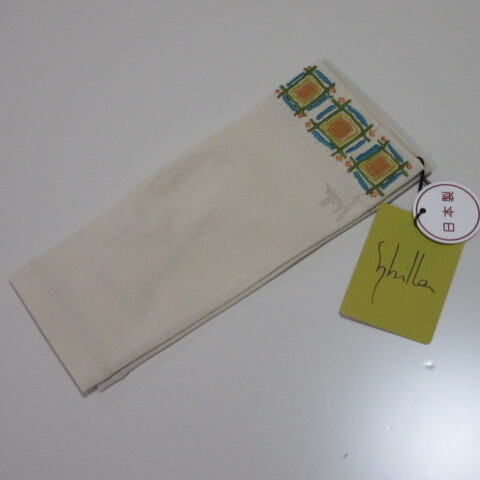 手袋/UV手袋【Sybilla】シビラ指なしUV手袋 日本製 綿100% 抗菌防臭加工 刺繍/ベージュ