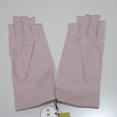 手袋/UV手袋【Sybilla】シビラ指先なしUV手袋 日本製 綿100% 刺繍/ピンク_画像2
