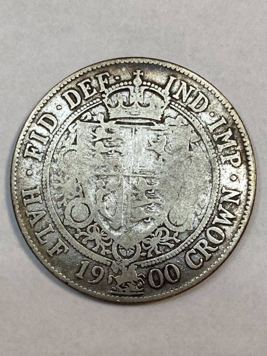 1900 イギリス　1/2クラウン　銀貨　アンティークコレクション_画像2