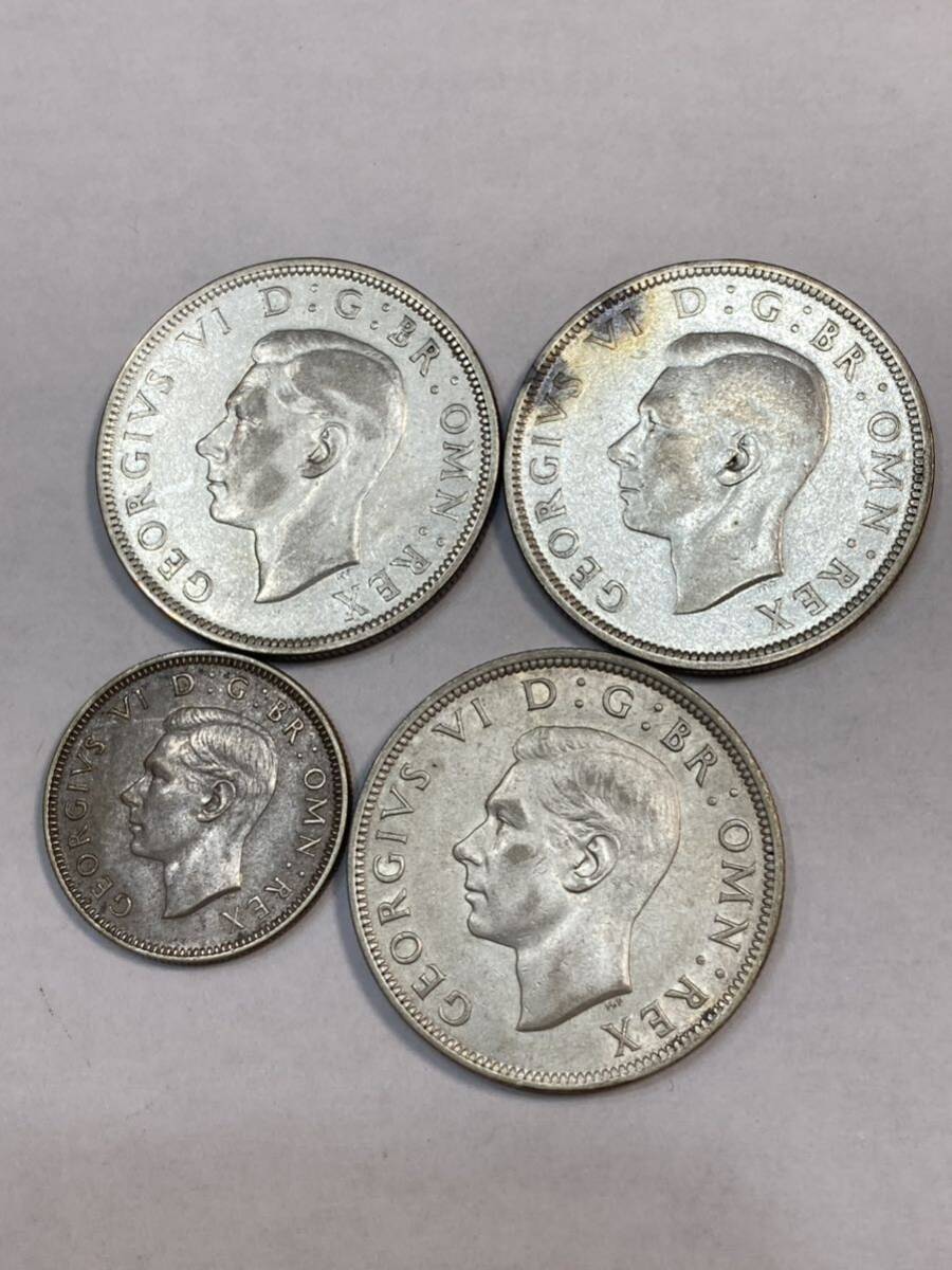 イギリス　銀貨　4枚　アンティークコイン_画像1