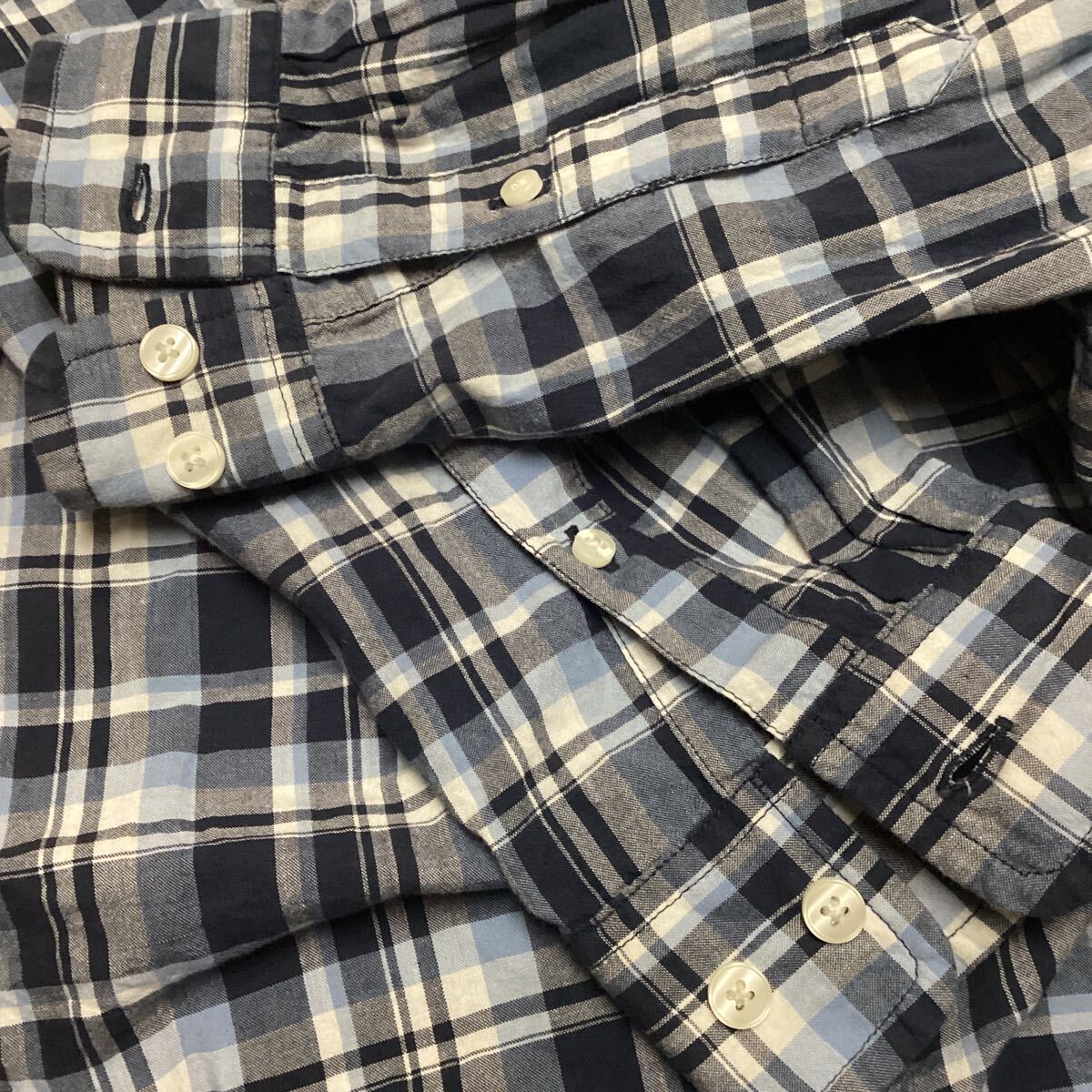 【送料無料】L.L.Bean エルエルビーン インド綿 長袖 チェックシャツ インド製 ブルー系の画像4