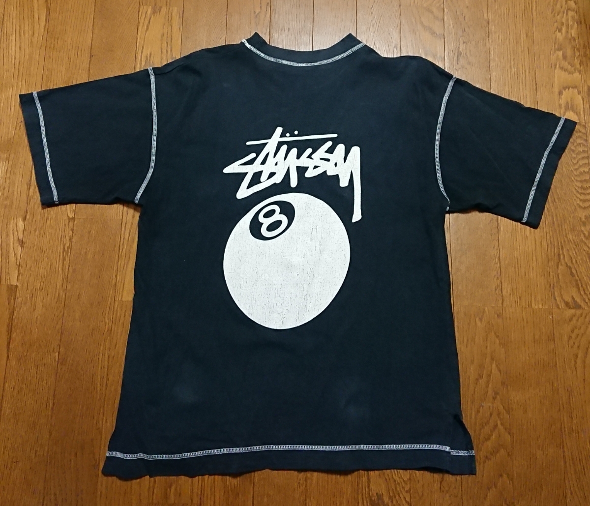 90s stussy 8 мяч футболка USED Stussy M~L степень | One Direction Justin Bieber Rihanna Ariana Grande три поколения J Soul Brothers