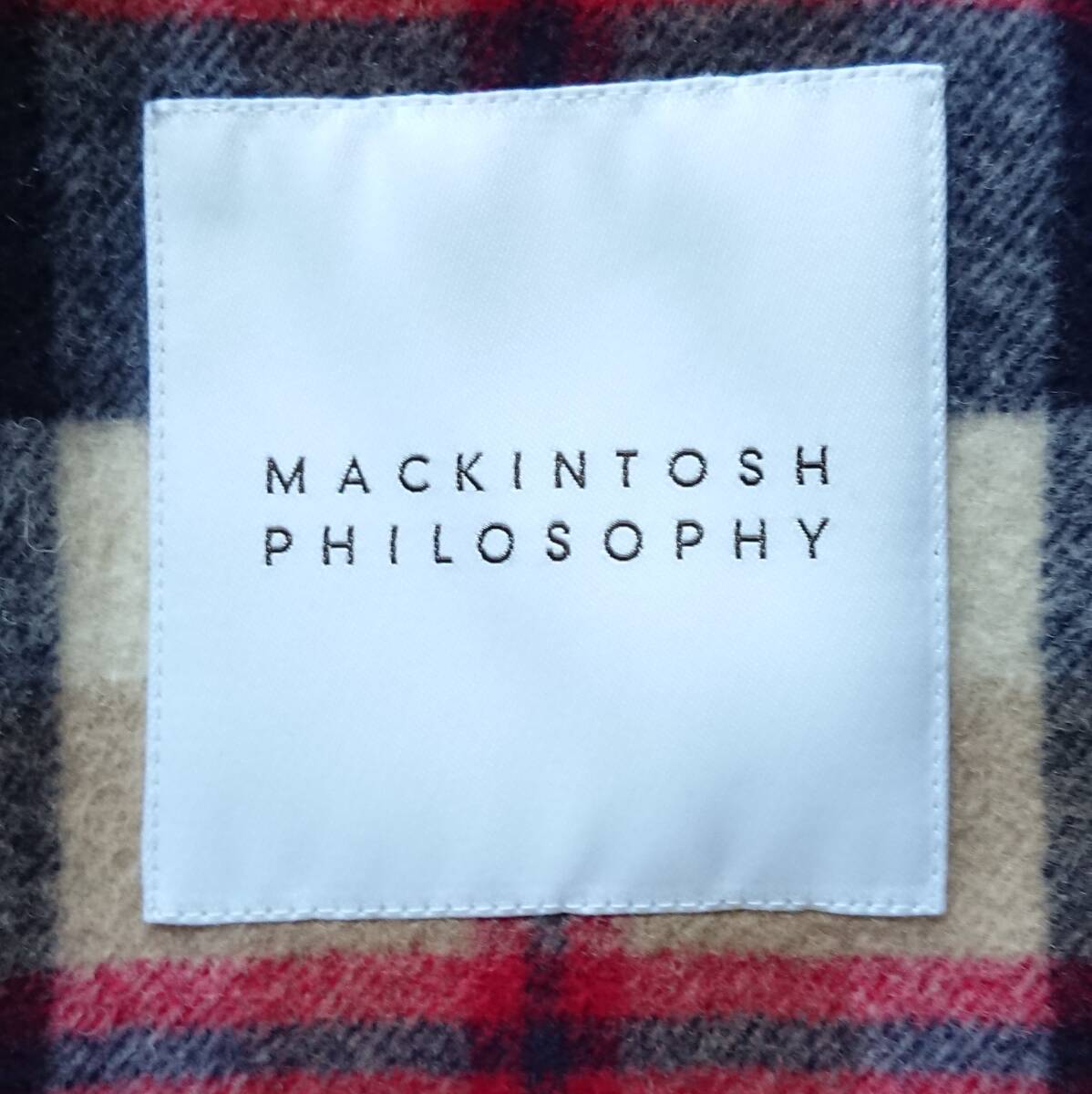 マッキントッシュフィロソフィー MACKINTOSH PHILOSOPHY ステンカラーコート 無地 ネイビー 綿 M ハウスチェック柄・ライナー付 洗濯済