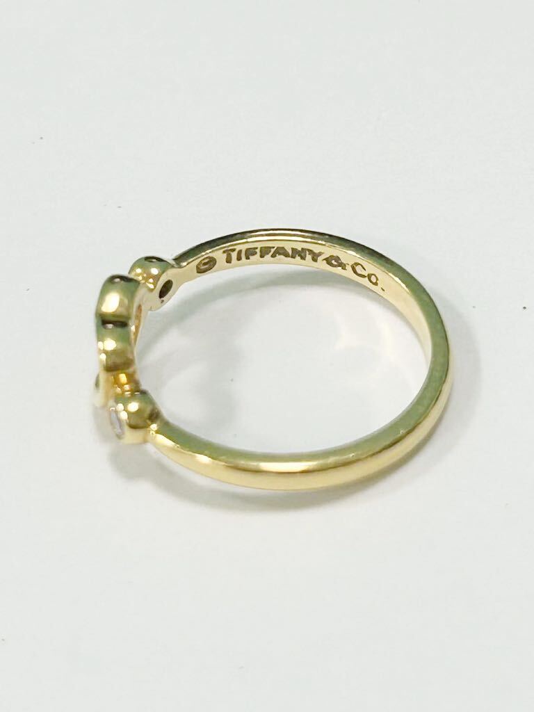 TIFFANY & CO. ティファニー オープンハート K18 2Pダイヤ リング 指輪 12号 イエローゴールド ジュエリー アクセサリー_画像4