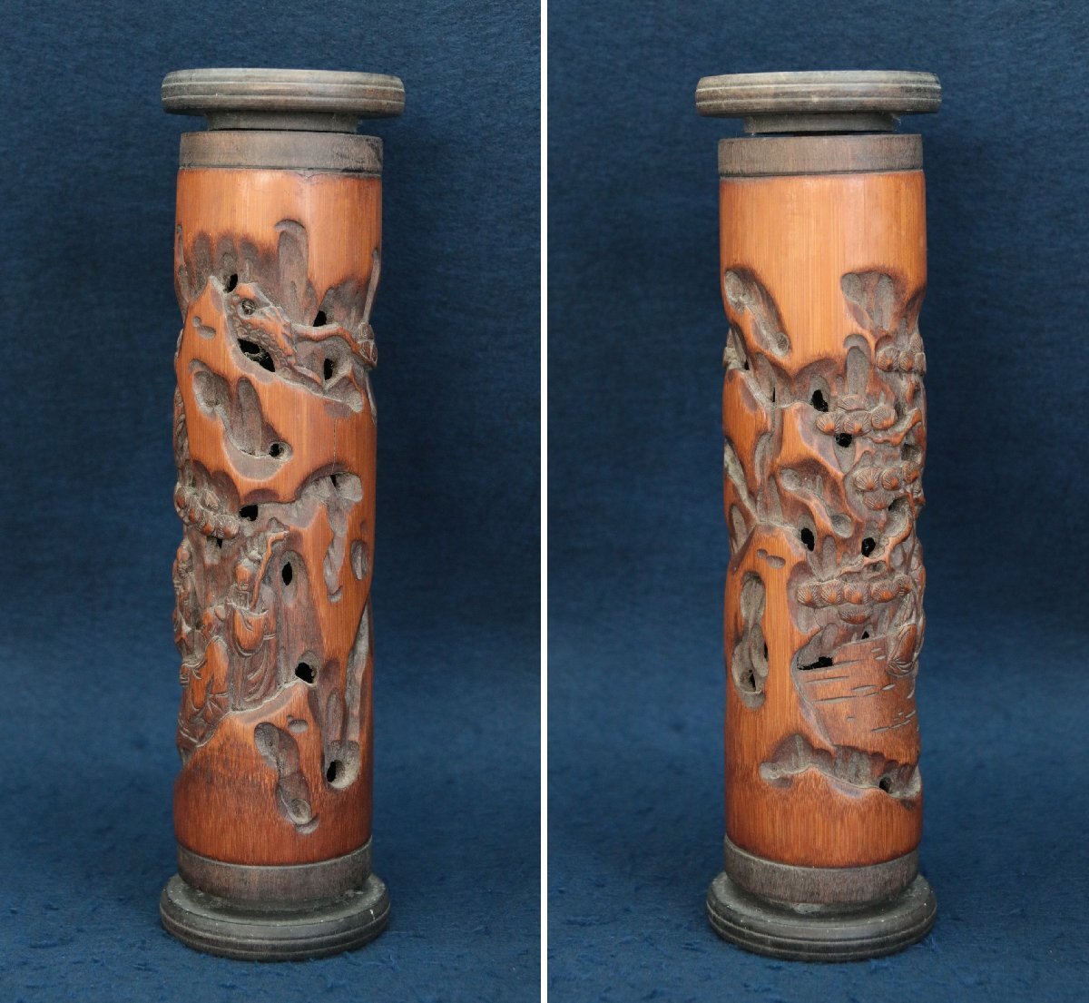  China. old . tube . person bamboo incense stick ... Buddhist altar fittings Tang thing China fine art handicraft 
