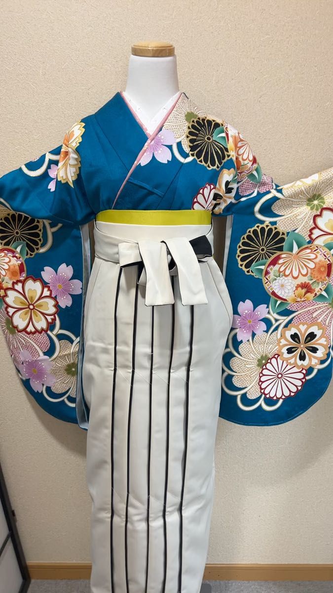 袴3点セット　二尺袖　半幅帯　仕付け糸あり　重ね襟付き　袴　卒業式袴　卒業式 女の子
