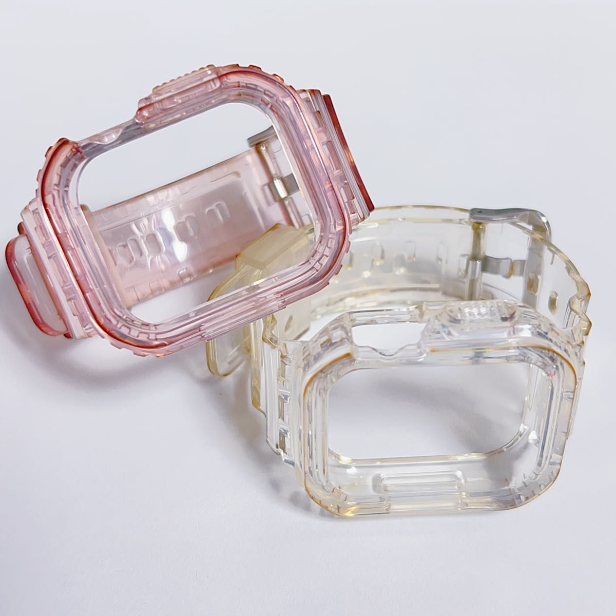 Apple Watch バンド&カバー一体型保護ケース　ピンク　クリア　セット