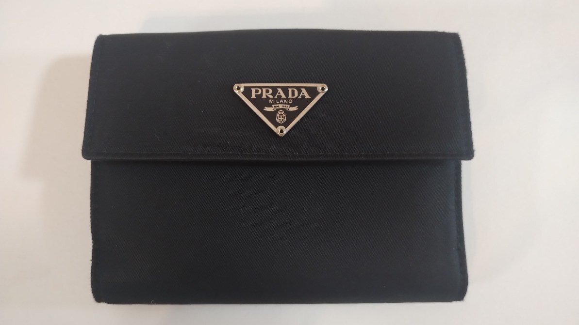 ★中古★PRADA プラダ 財布 TESSUTO テスート Wホック ナイロン NERO M523 箱・カード付の画像2