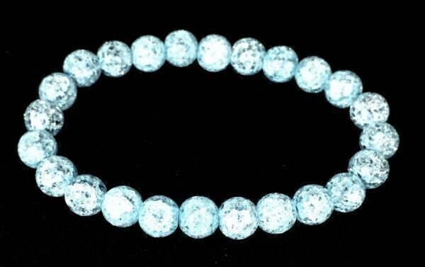 【Premio Fortuna】水晶ブレスレット 珍しいアイスブルーのクラッシュアイスブレスレット 8ミリ珠 内径約16.5センチ 0166■■の画像4