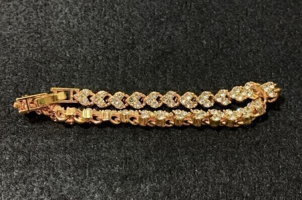 [Premio Fortuna] crystal. Heart shape rhinestone bracele yellow gold Phil do inside diameter approximately 17 centimeter 404089##