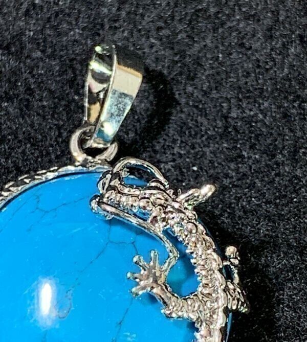 [Premio Fortuna] turquoise. Dragon pendant bright energy . free Power Stone silver dragon . design 306068##