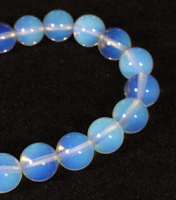 【Premio Fortuna】オパールブレスレット オパール(蛋白石)10ミリ珠を使用 非宝石品質 白と透明とブルーのグラデーション 50165■■の画像2