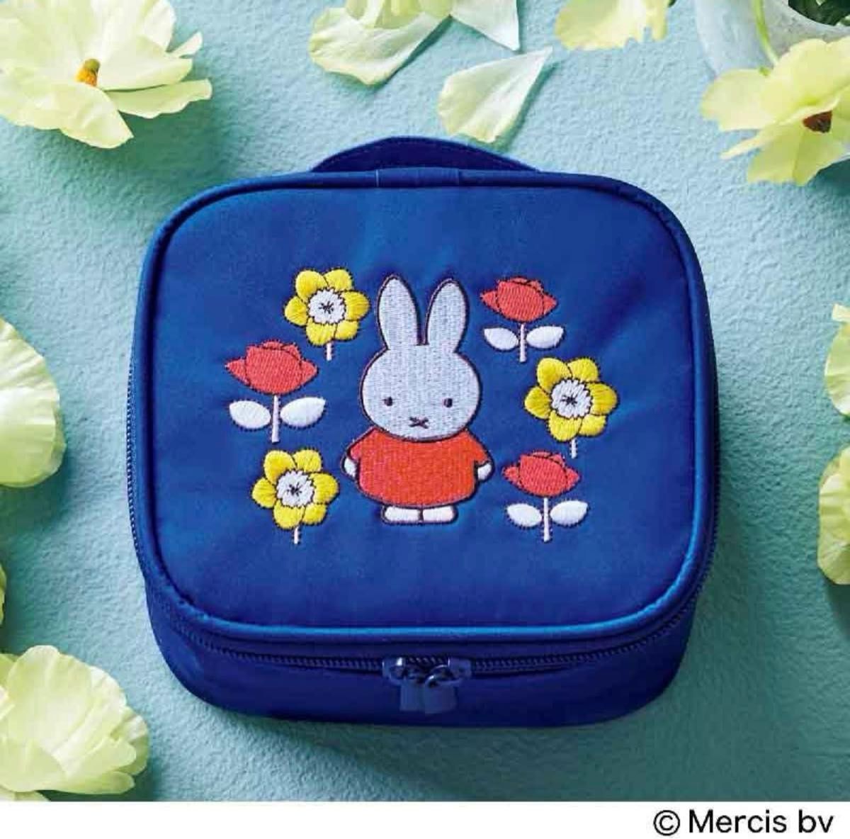 GLOW 2024年6月号増刊 特別付録　miffy［ミッフィー］の刺しゅうが可愛い　ミラー付きドレッサーポーチ