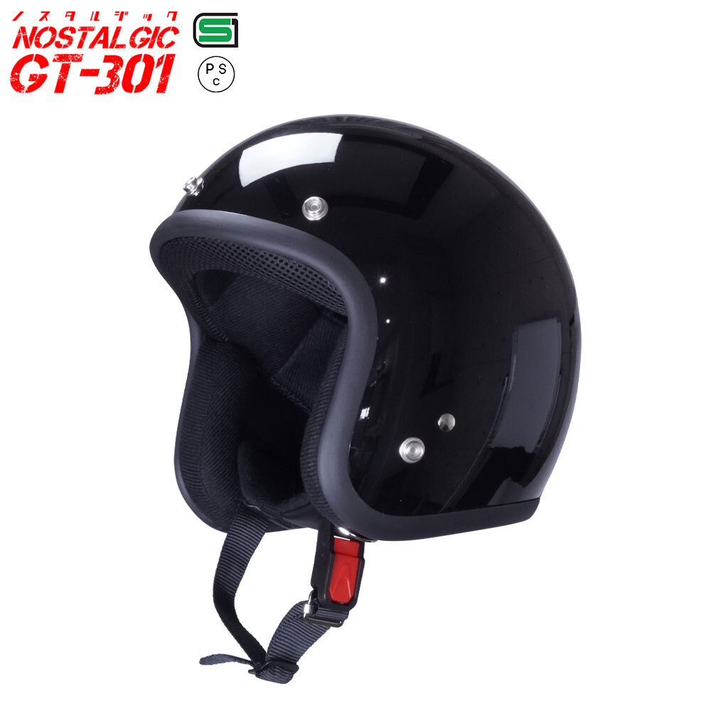 GT301 ヘルメット ノスタルジック GT-301 ブラック 送料無料！！ レトロ ジェットヘル_画像1
