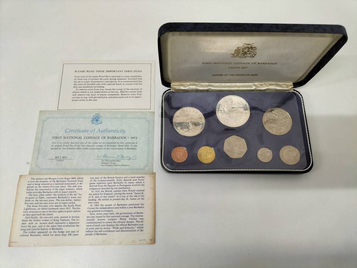 1973 год bar bados устойчивый BARBADOS PROOF Franklin Mint NO1131