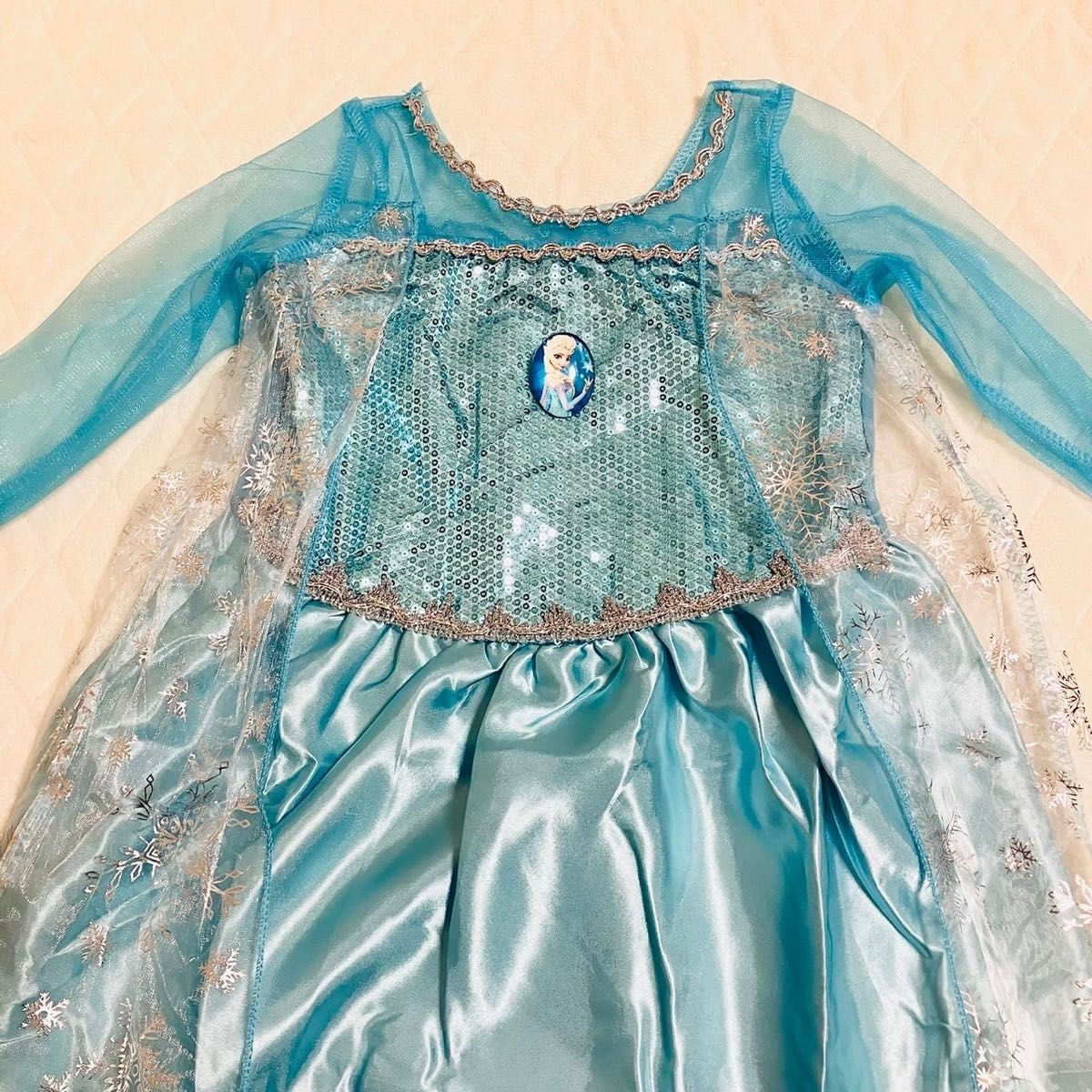 エルサ　アナ雪　ドレス　120 プリンセス　ディズニー　キッズ　仮装　ハロウィン　ブルー