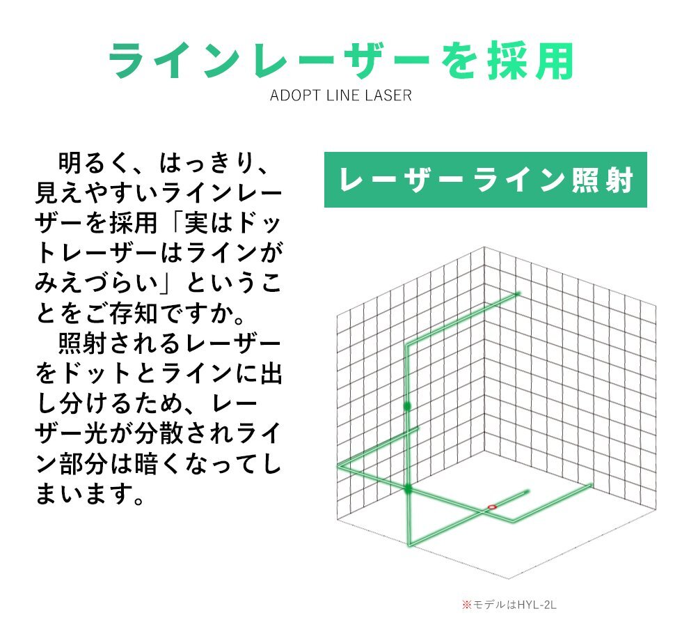 送料無料 1年間保証 グリーンレーザーマルチポイント墨出し器/2ライン_画像4