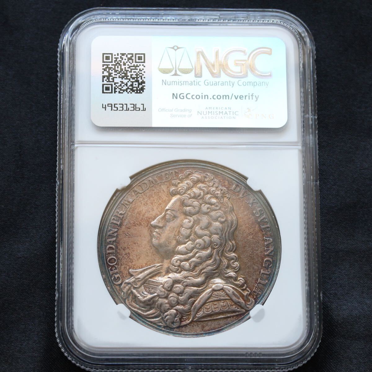 アン女王　ジョージ王配　銀メダル　NGC　1702年　イギリス　英国　アンティーク コイン　イングランド　金貨　銀貨　銅貨 _画像5