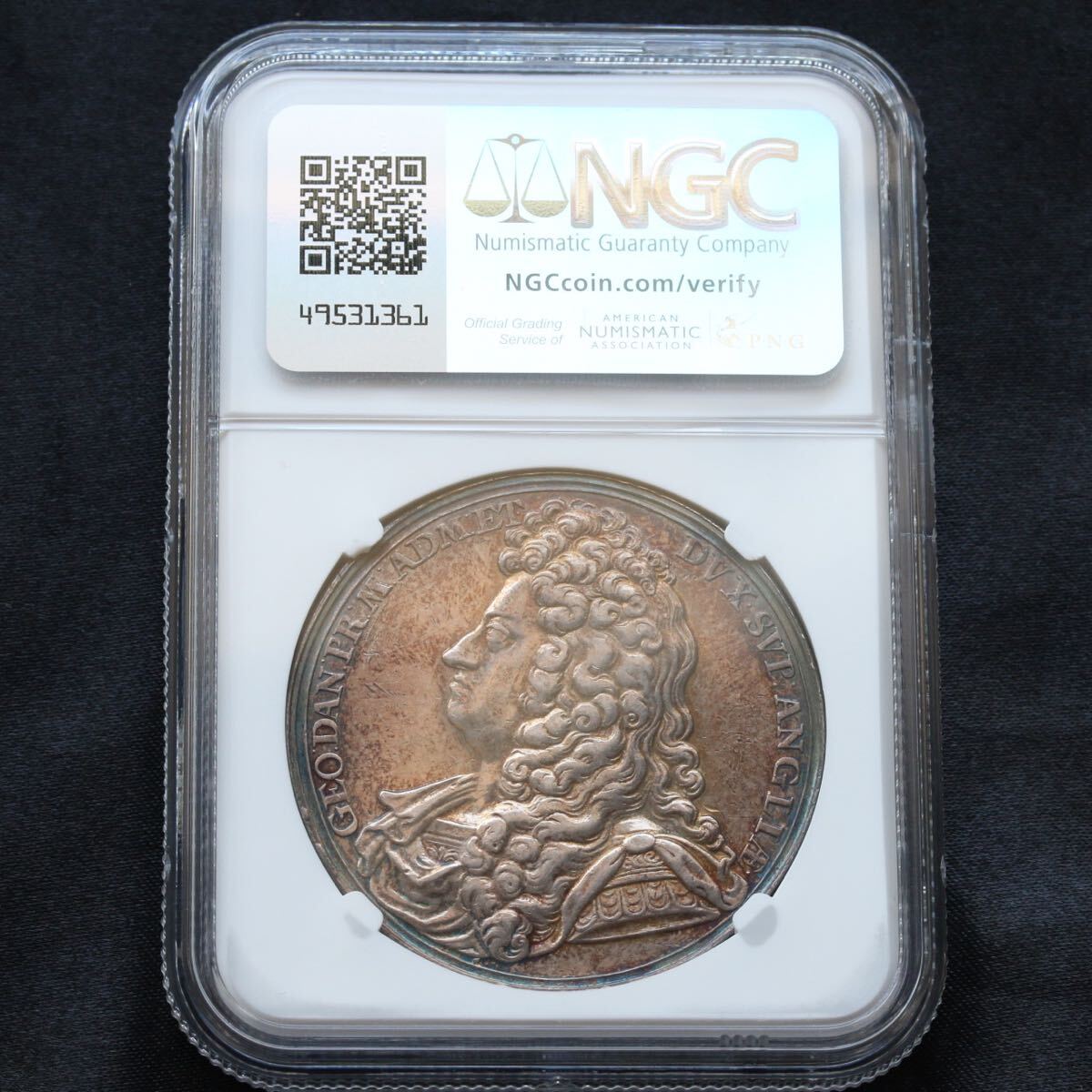 アン女王　ジョージ王配　銀メダル　NGC　1702年　イギリス　英国　アンティーク コイン　イングランド　金貨　銀貨　銅貨 