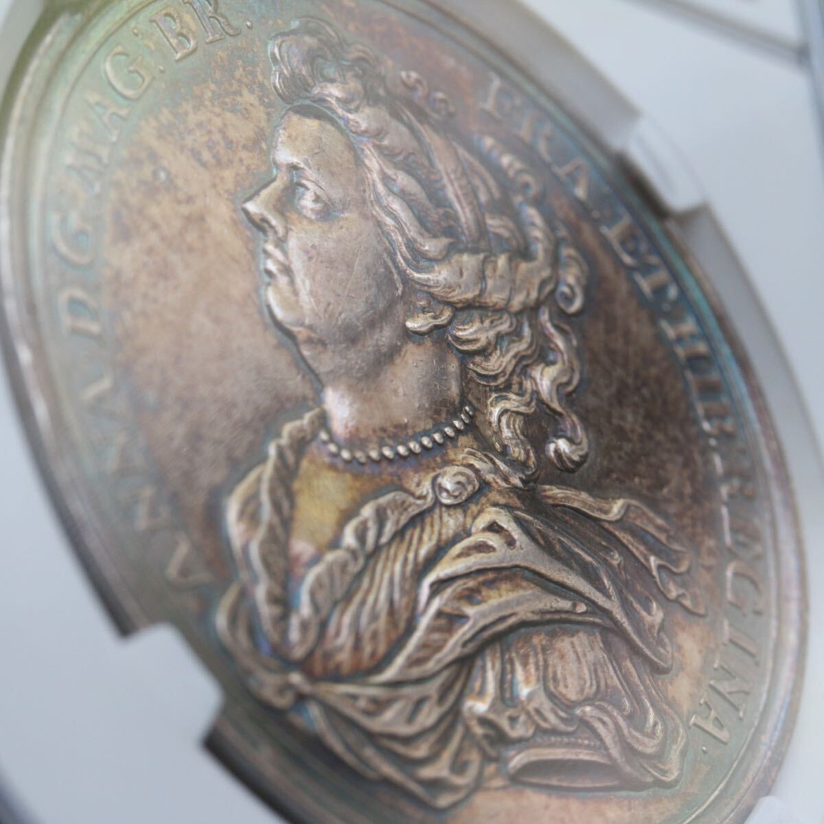 アン女王　ジョージ王配　銀メダル　NGC　1702年　イギリス　英国　アンティーク コイン　イングランド　金貨　銀貨　銅貨 