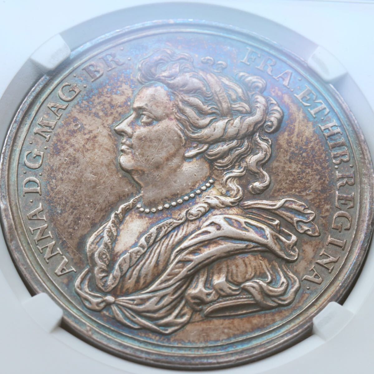 アン女王　ジョージ王配　銀メダル　NGC　1702年　イギリス　英国　アンティーク コイン　イングランド　金貨　銀貨　銅貨 