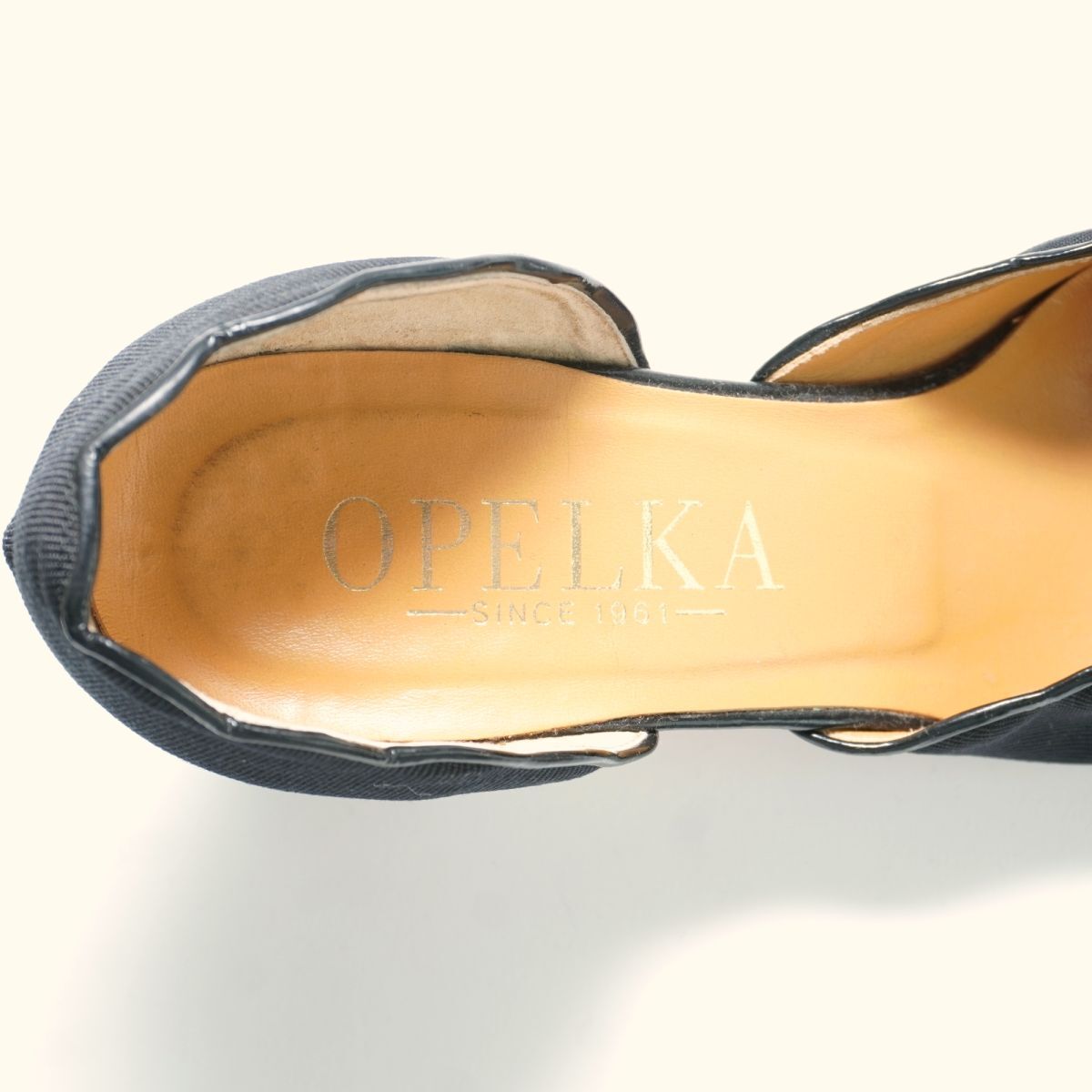 OPELKA オペルカ 23.0 セパレートパンプス ヒール キャンバス地 黒 ブラック/PC28_画像6